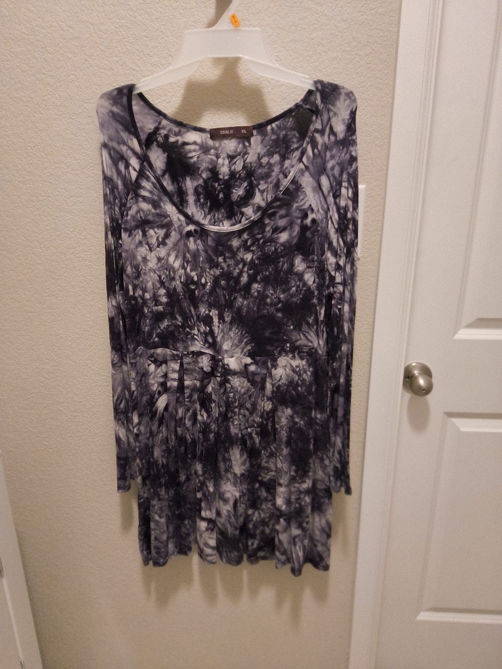 Tie-Dye Long Sleeve Women’s Dress - Purple & White